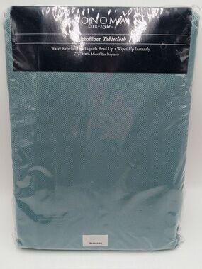 Sonoma Arctic Blue Herringbone Microfibre Rectangle Tablecloth 52x70